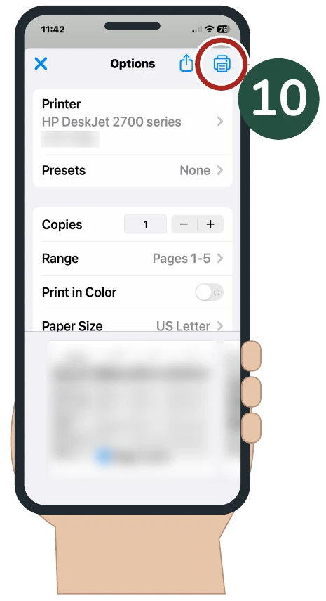 Whole iPhone view for Step 10, with the relevant area circled and marked 10.