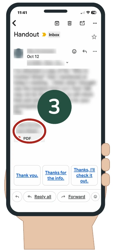 Whole iPhone view for Step 3, with the relevant area circled and marked 3.