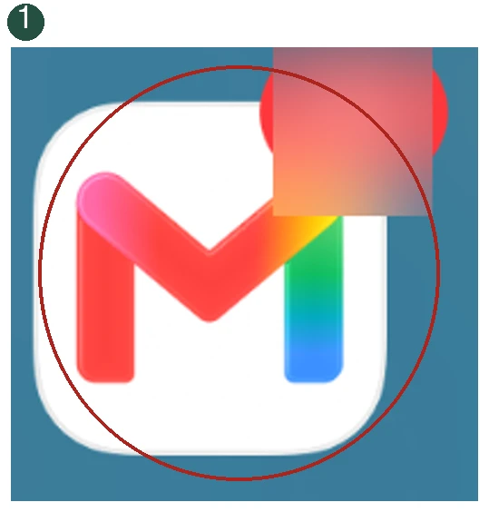 Detail 1: Tap Gmail once. The relevant control is circled.