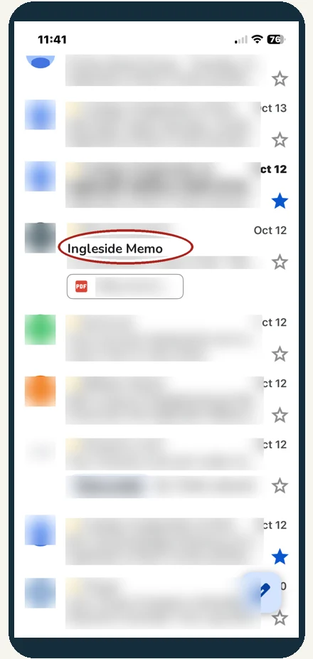 Whole iPhone view for step 2: Tap the email once.