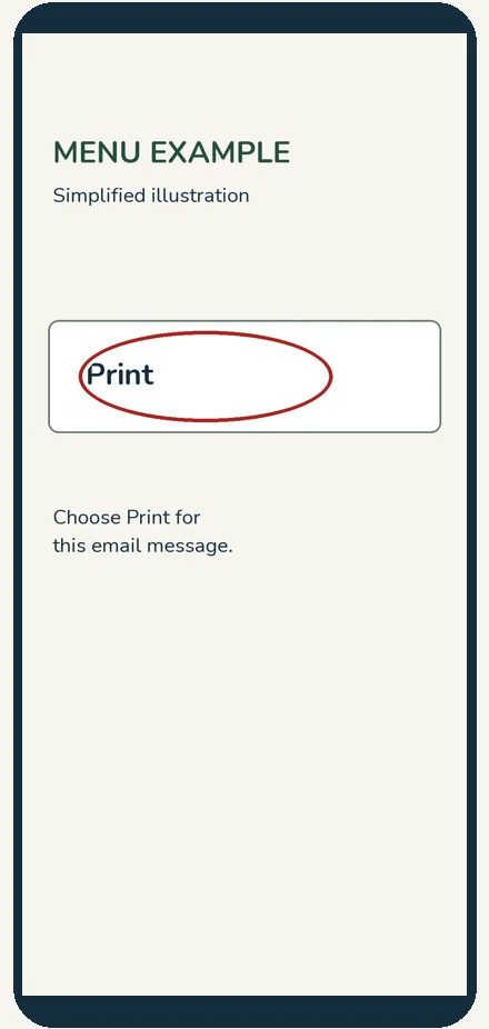 Whole iPhone view for step 4: Tap Print once.