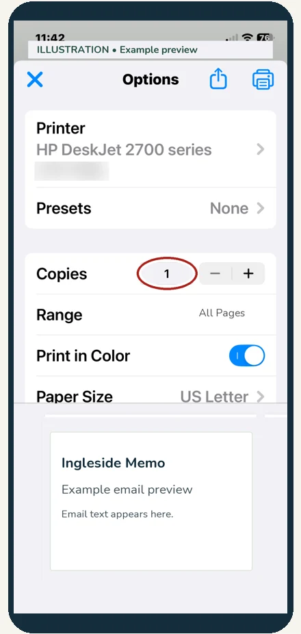 Whole iPhone view for step 6: Check Copies.