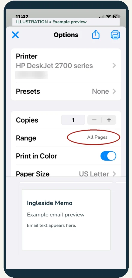 Whole iPhone view for step 7: Check the pages.