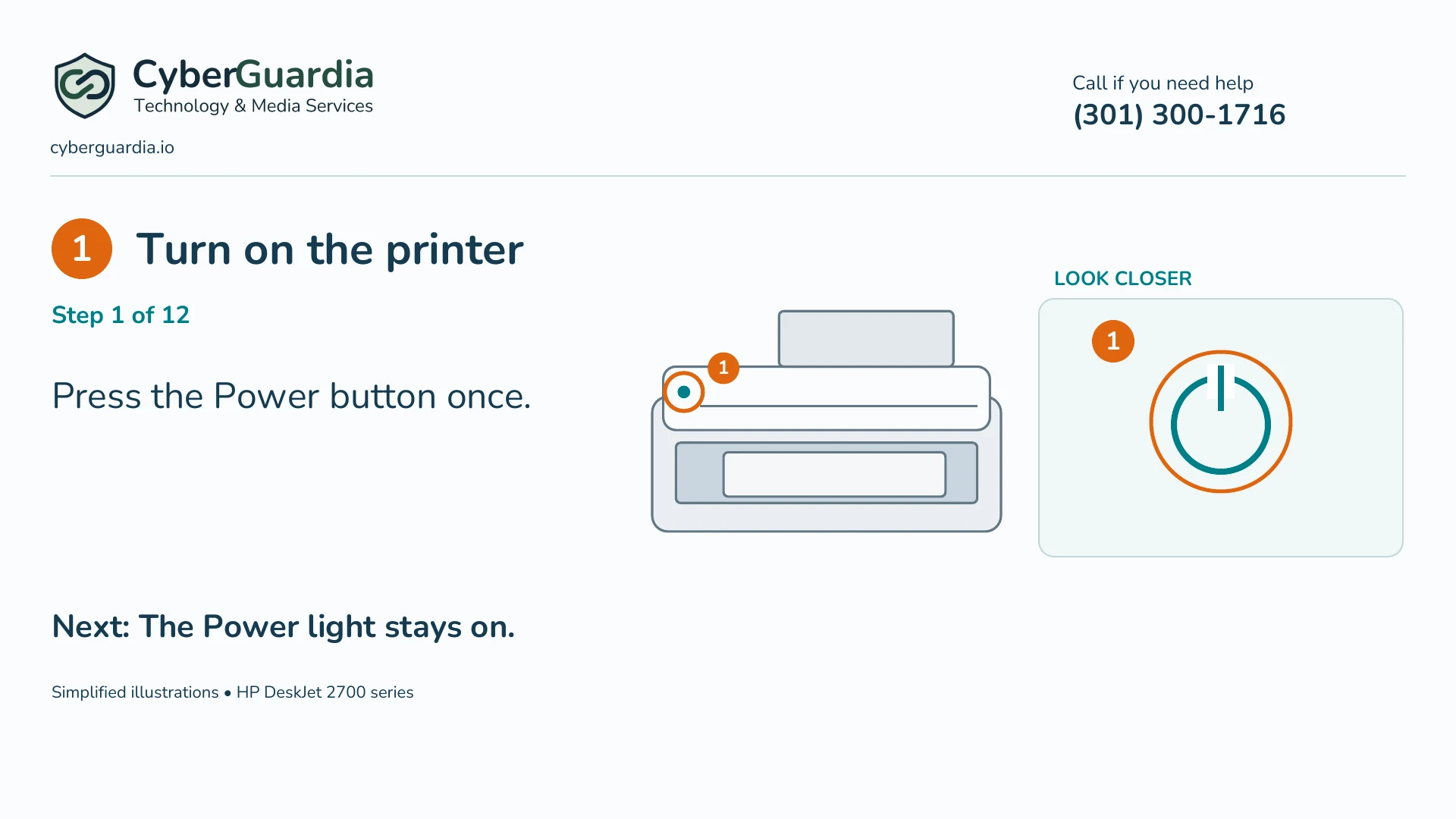 Simplified illustration: Turn on the printer
