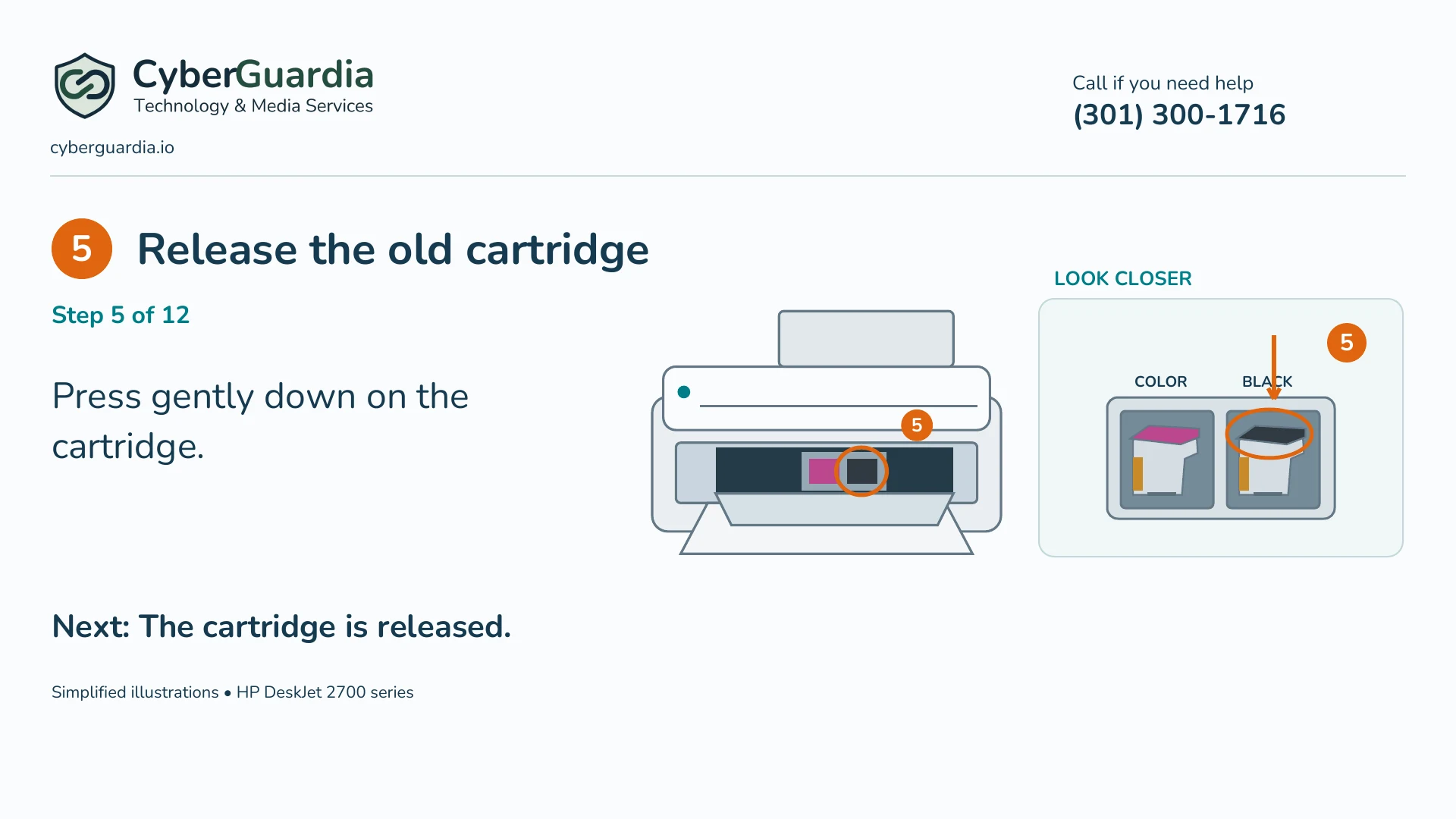 Simplified illustration: Release the old cartridge