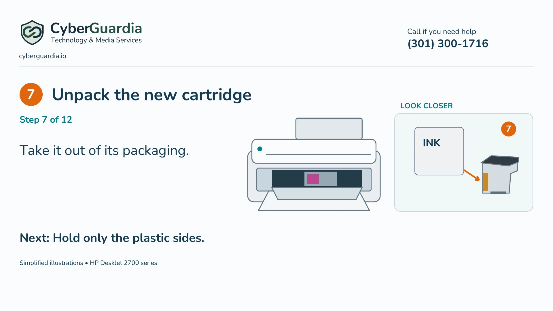 Simplified illustration: Unpack the new cartridge
