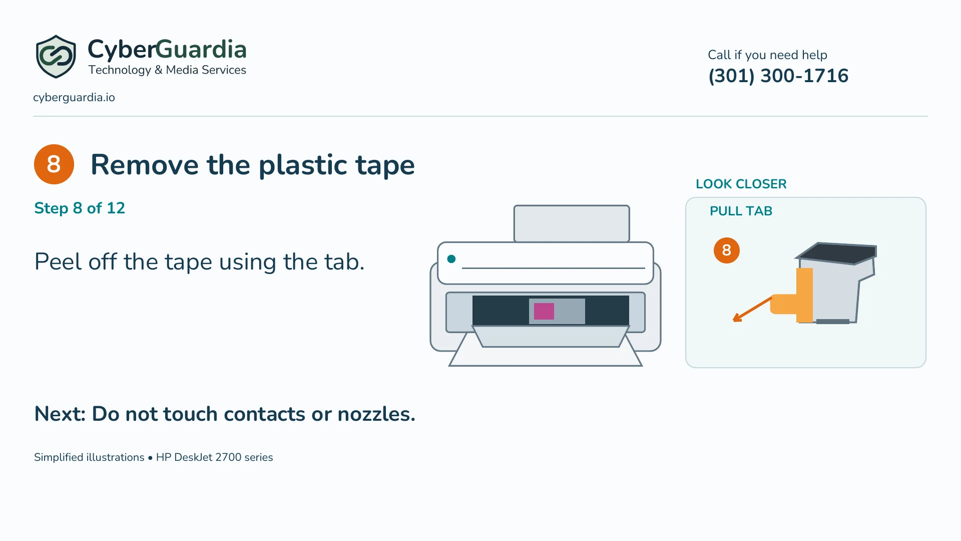 Simplified illustration: Remove the plastic tape