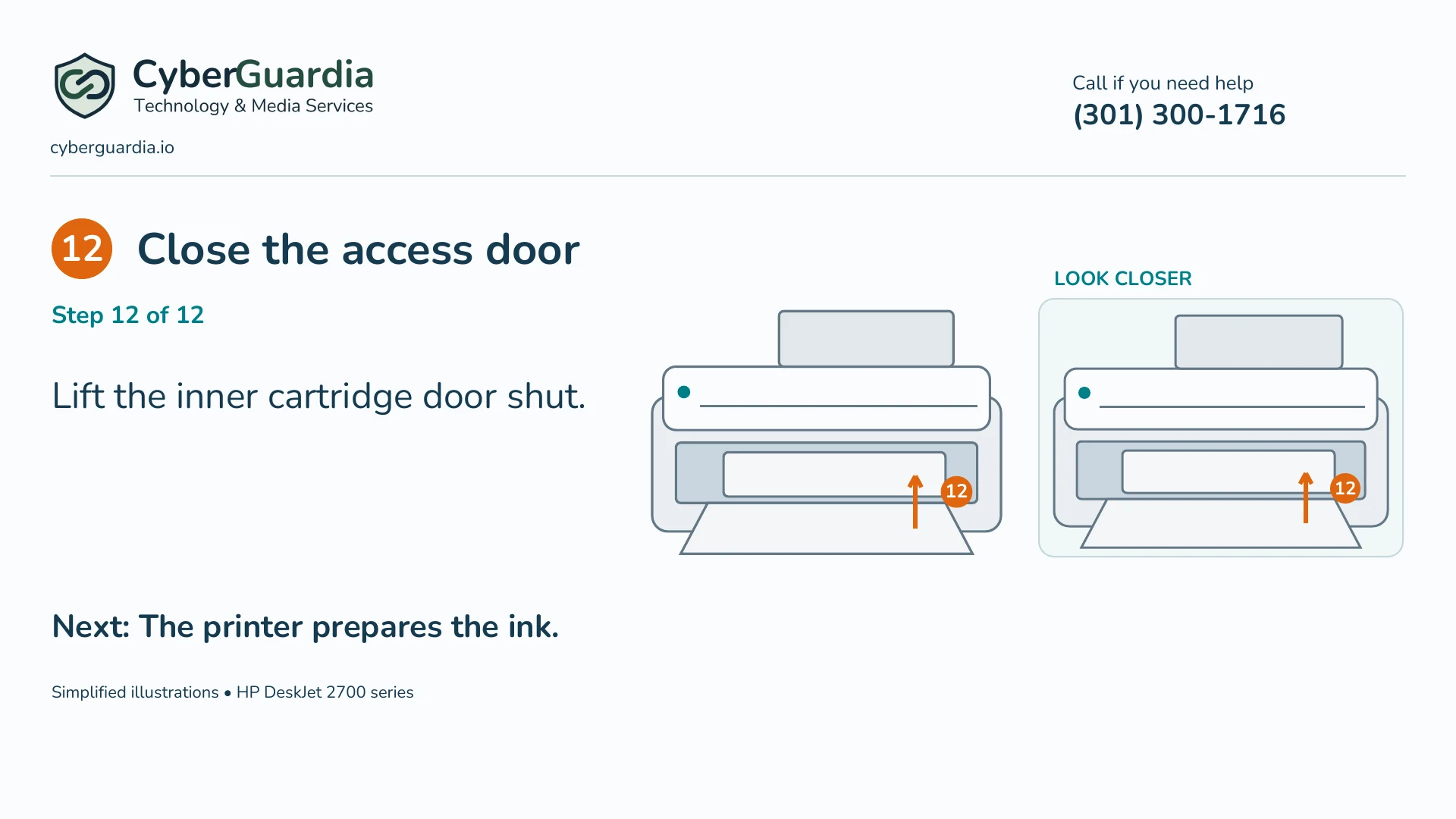 Simplified illustration: Close the access door